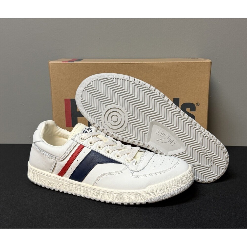 Pro-Keds Skyhawk Men's Size 13 (M) White/Blue/Red Low Top Leather Sneakers NWT